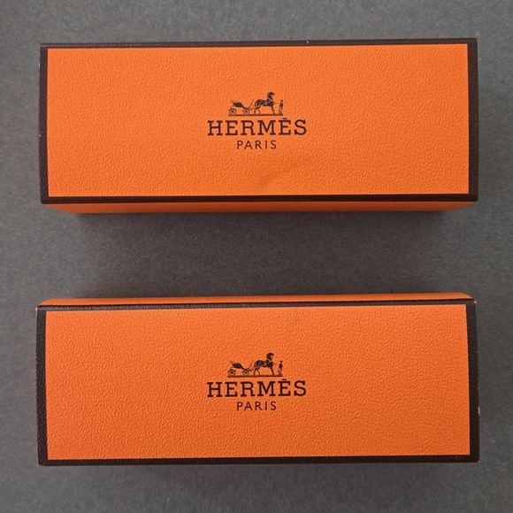 New never used HERMÈS BOX lipstick box case... 2x Hermès Paris orange box mini - Picture 1 of 5